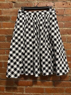 ModCloth Vintage Inspired Black and White Gingham Print A-Line Women’s Skirt